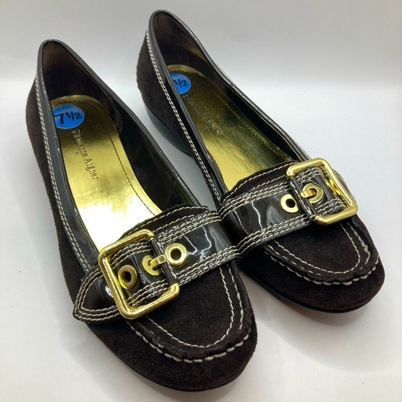 Etienne Aigner Shoes - Etienne Aigner Loafers Suede Shoes Brown With Buckle Detail Women’s Size 7.5